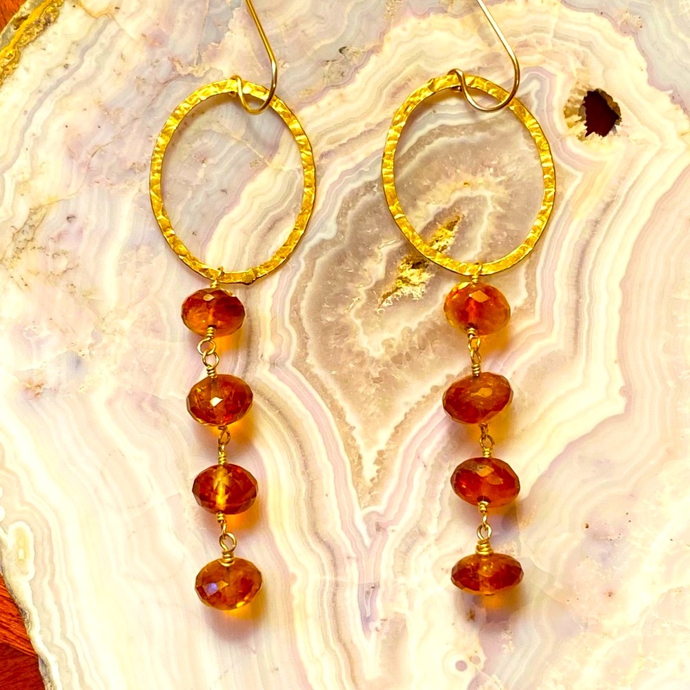 NWOT Artisan Genuine Amber Hoop Earrings - Picture 6 of 15